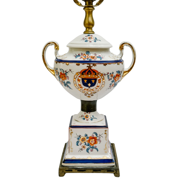 Mid-Century Kaiser Kuhn Swedish Armorial Porcelain Urn Table Lamp