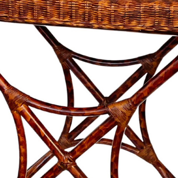 Vintage Tortoiseshell Finish Bamboo and Rattan Tray Table