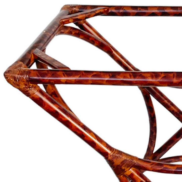 Vintage Tortoiseshell Finish Bamboo and Rattan Tray Table