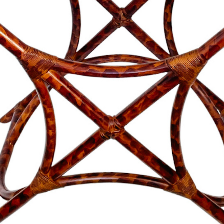 Vintage Tortoiseshell Finish Bamboo and Rattan Tray Table
