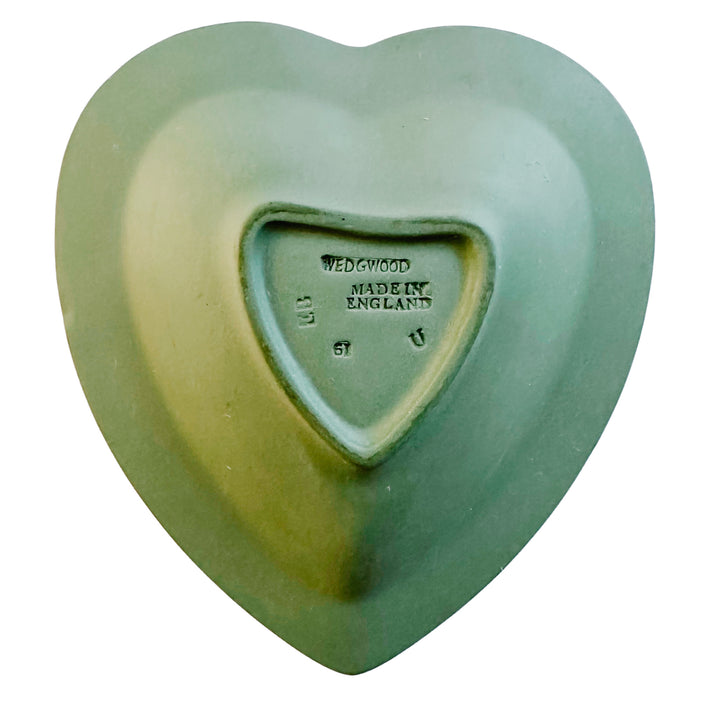 Vintage Wedgwood Sage Green Jasperware Heart-Shaped Dish