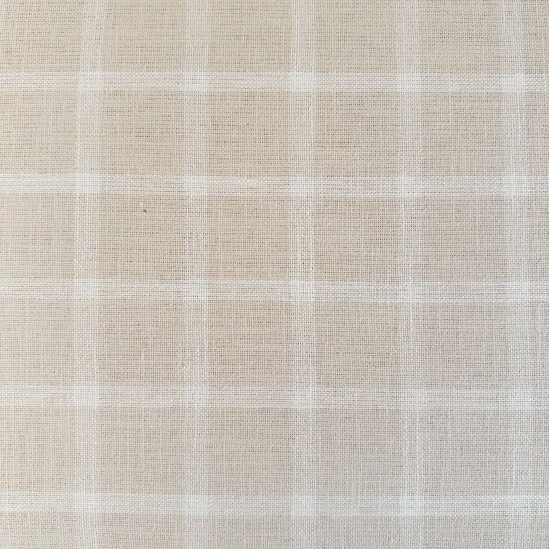 White & Cream Plaid Club Chair With Ottoman on Casters