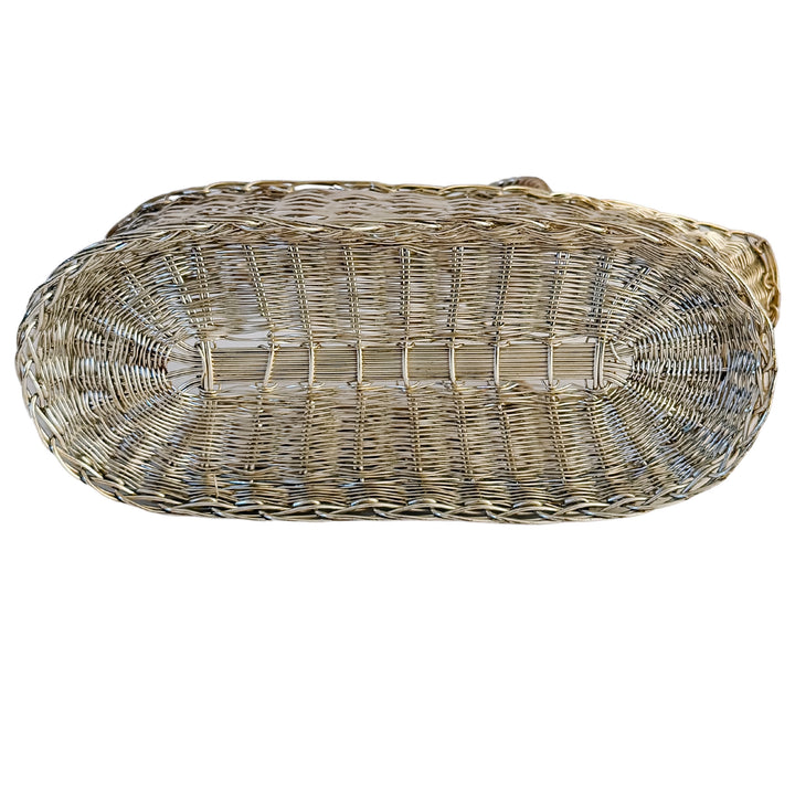 Vintage Woven Silver-Plated Wine Bottle Basket Caddy & Sommelier Basket