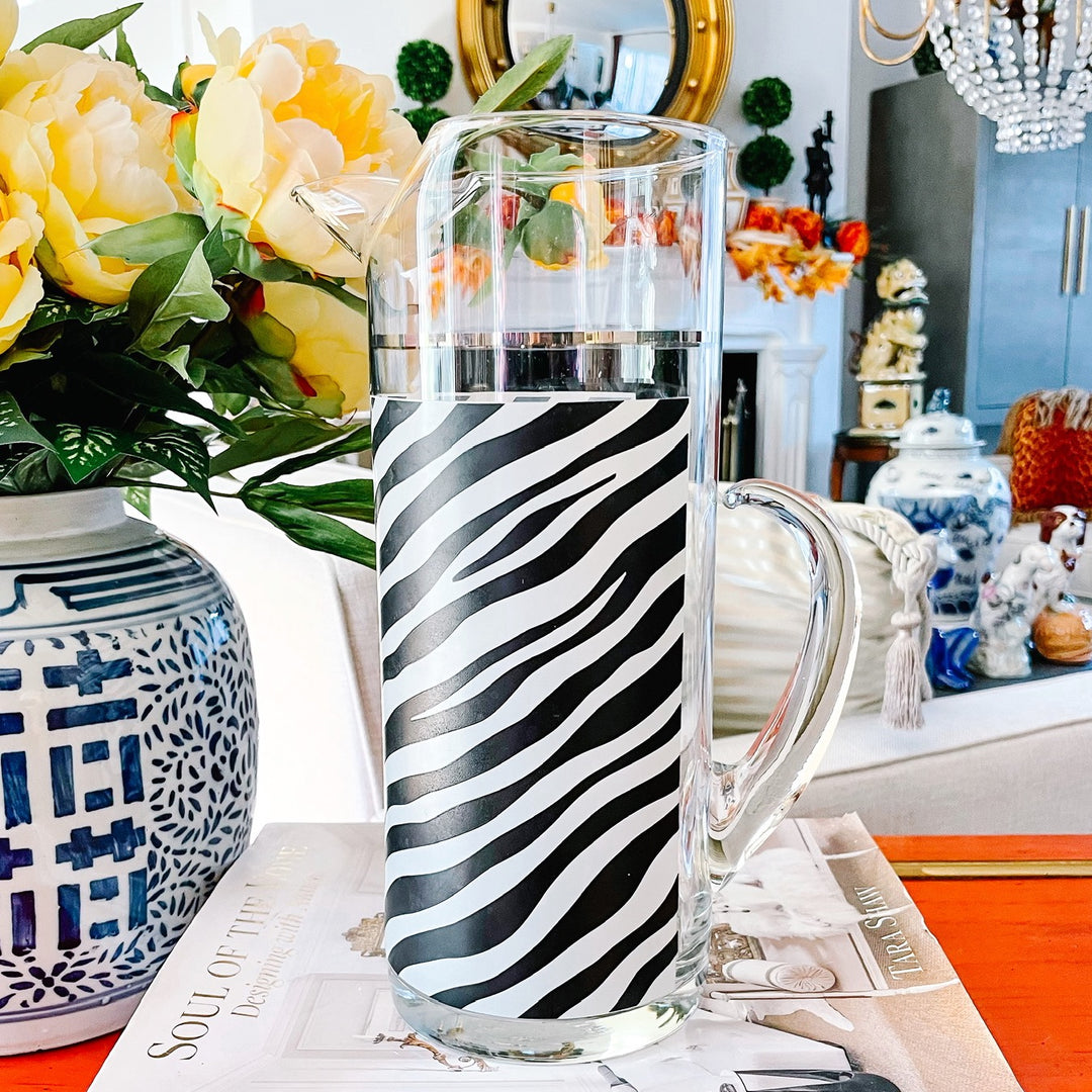 Pitcher Zebra Zebra Print Highball Glasses & Pitcher Set – House of Andaloo
