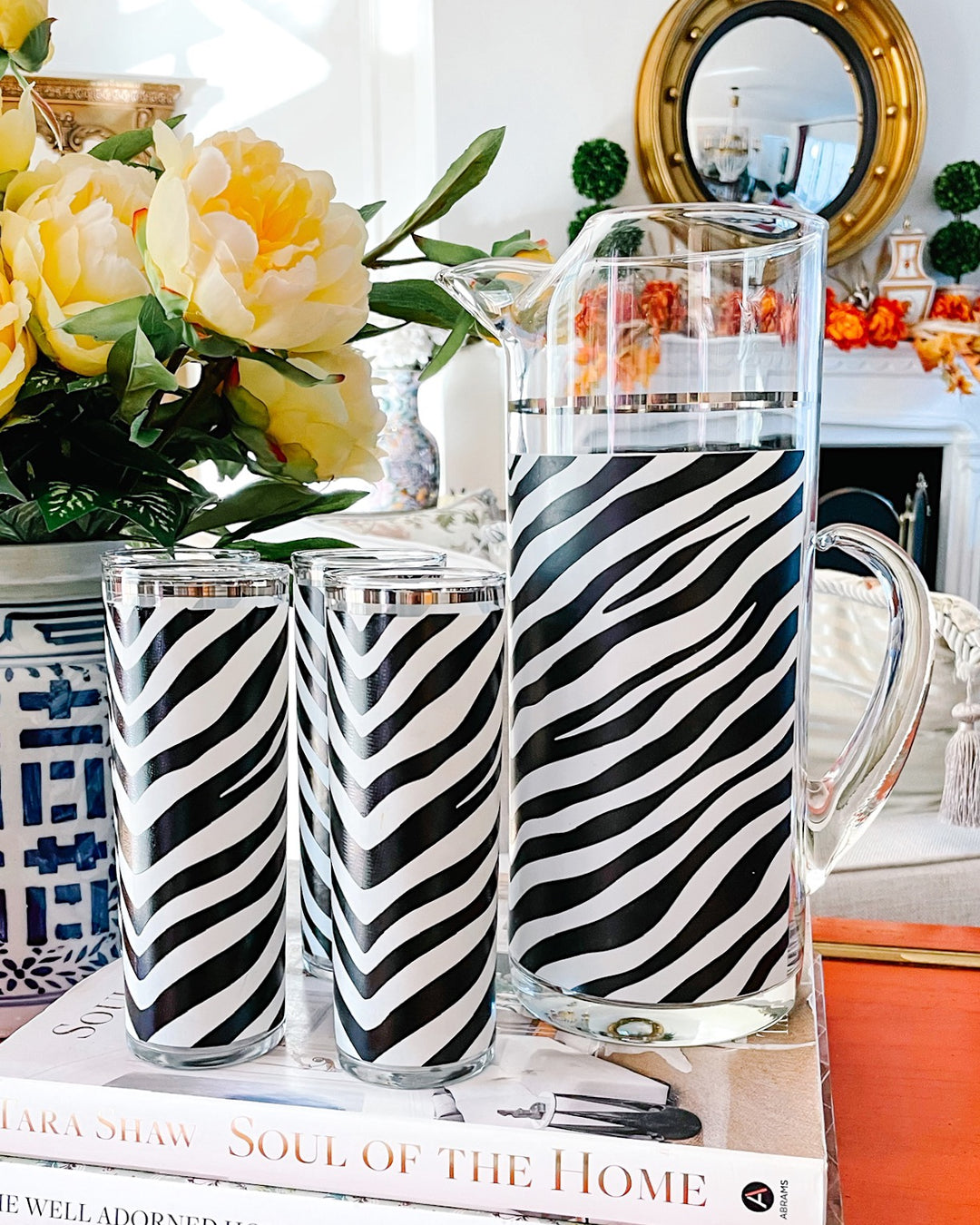 Pitcher Zebra Zebra Print Highball Glasses & Pitcher Set – House of Andaloo