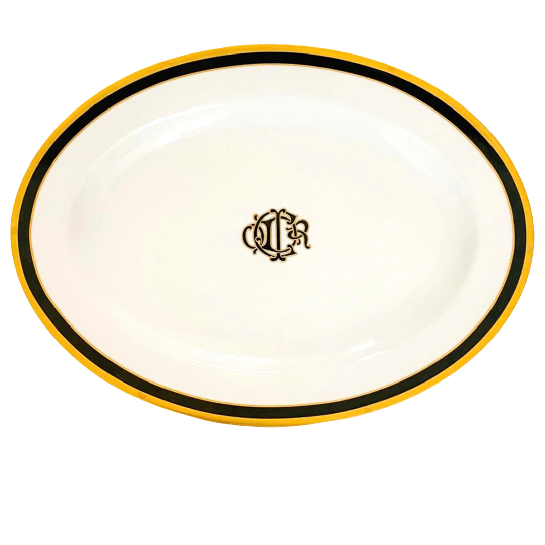 Vintage 1990 Christian Dior Black Monogram Oval Platter