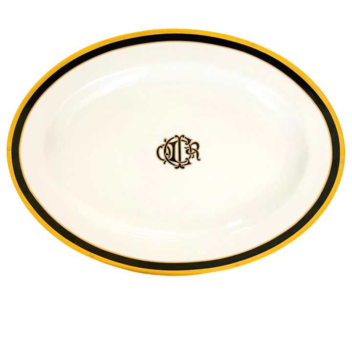 Vintage 1990 Christian Dior Black Monogram Oval Platter
