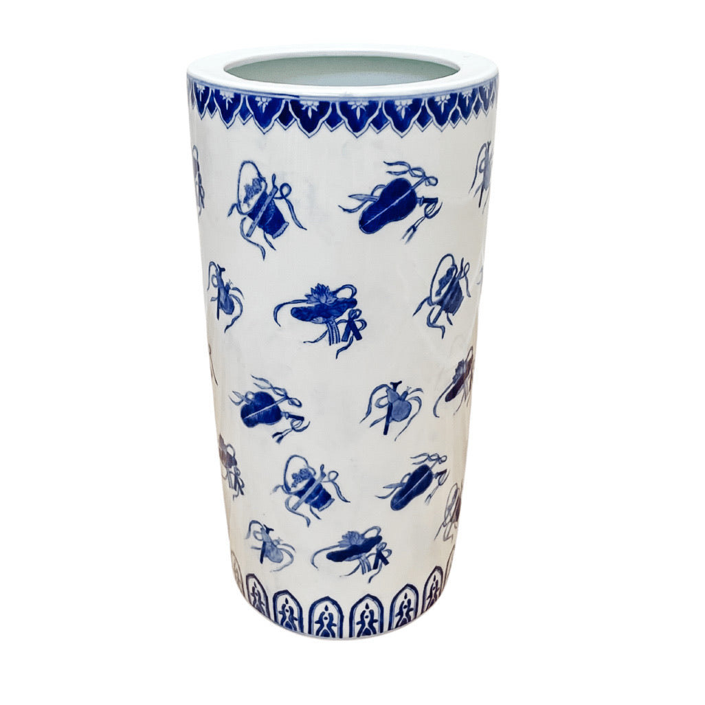 Vintage Blue & White Chinoiserie Objects Umbrella Stand
