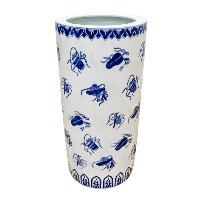 Vintage Blue & White Chinoiserie Objects Umbrella Stand
