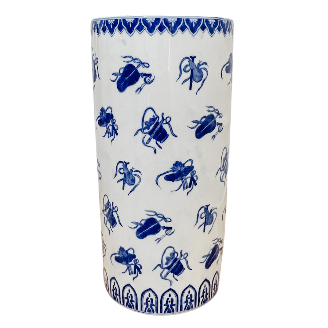 Vintage Blue & White Chinoiserie Objects Umbrella Stand