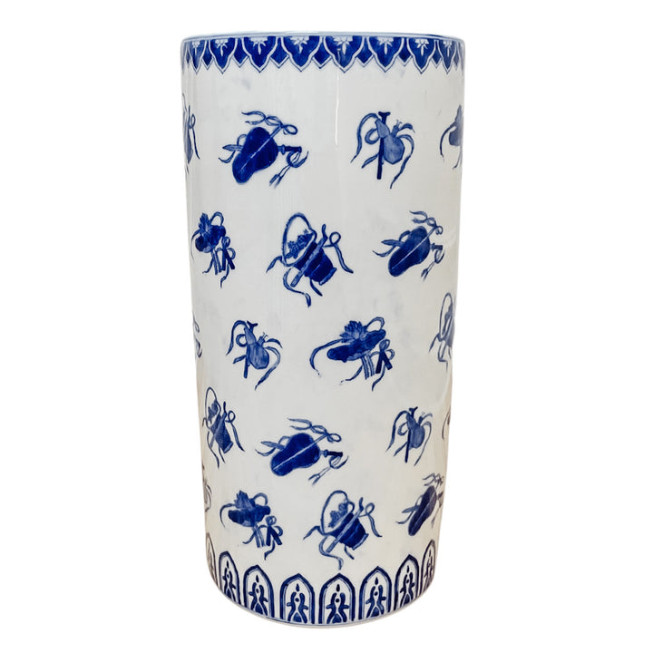 Vintage Blue & White Chinoiserie Objects Umbrella Stand