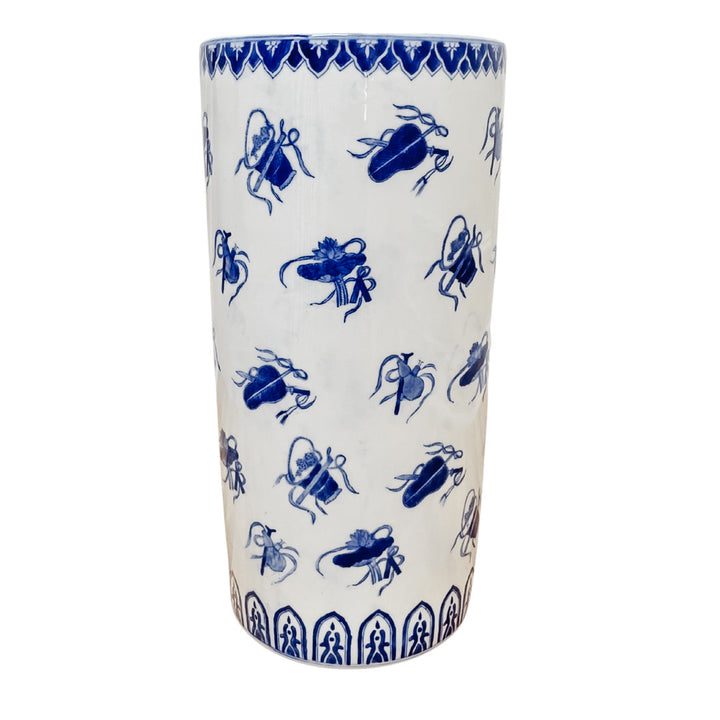 Vintage Blue & White Chinoiserie Objects Umbrella Stand