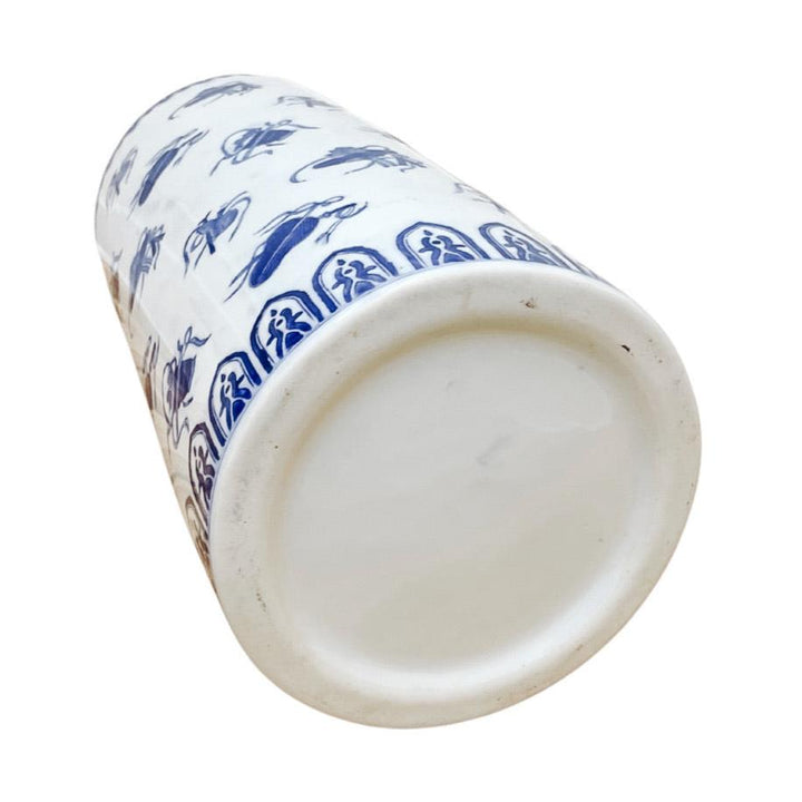 Vintage Blue & White Chinoiserie Objects Umbrella Stand