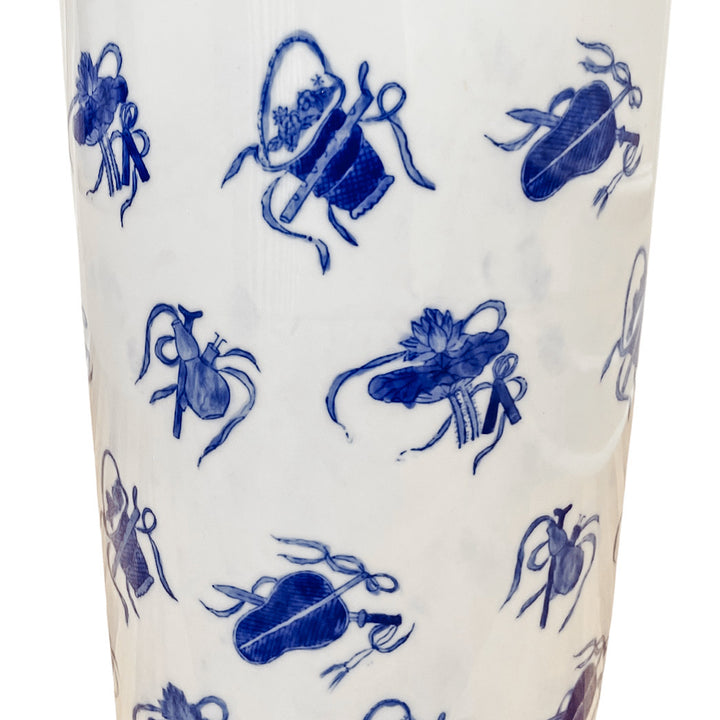 Vintage Blue & White Chinoiserie Objects Umbrella Stand