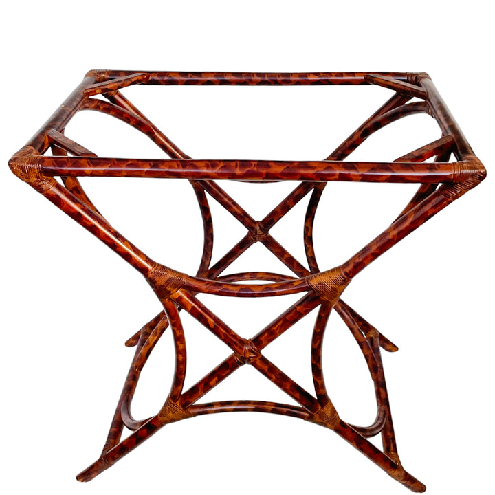 Vintage Tortoiseshell Finish Bamboo and Rattan Tray Table