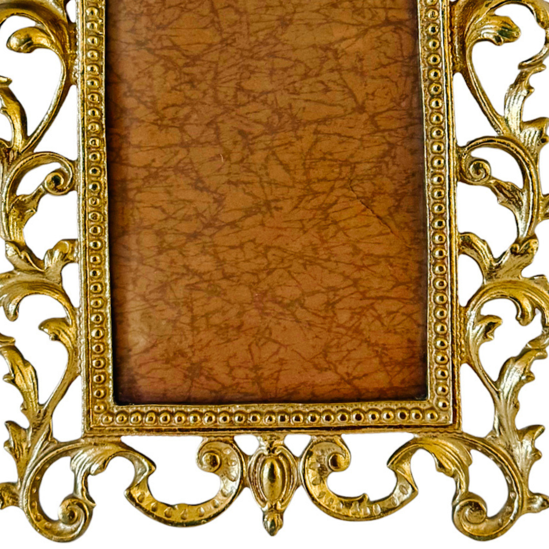 Vintage Cast Brass Rococo Style Ornate Photo Frame