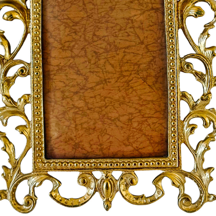 Vintage Cast Brass Rococo Style Ornate Photo Frame