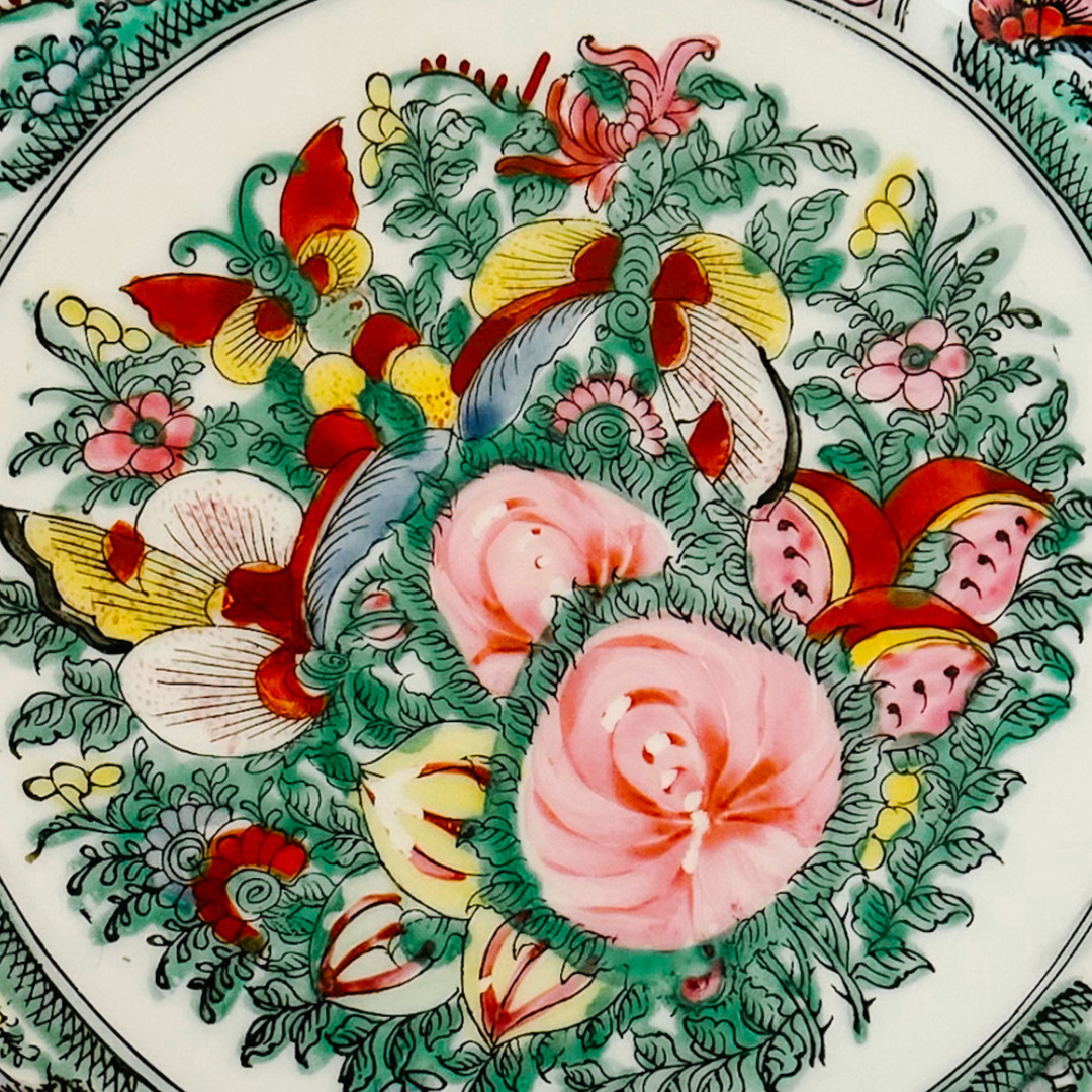 Vintage Chinese Rose Canton Porcelain Charger Plate - Hand-Painted wit ...