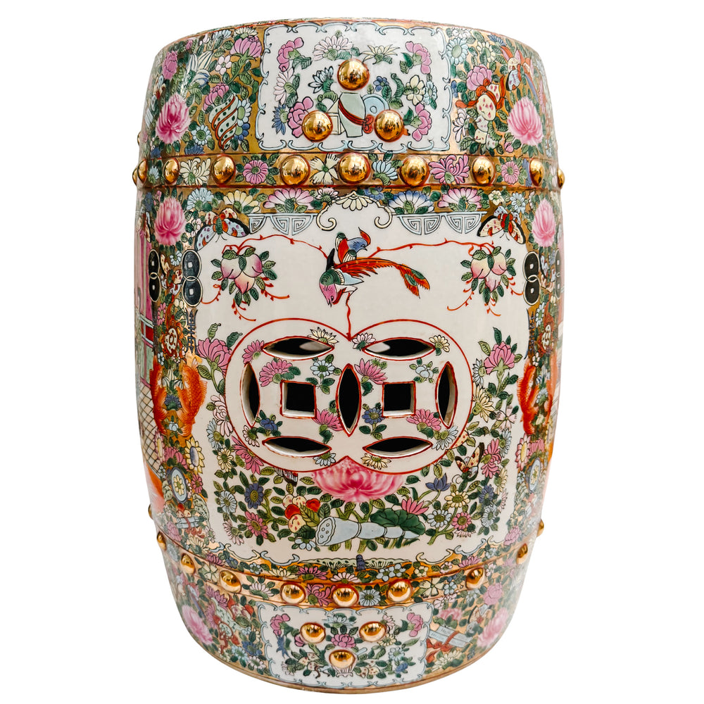 Vintage Chinese Rose Medallion Garden Stool