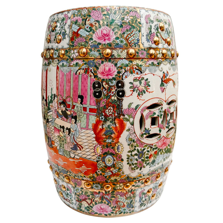 Vintage Chinese Rose Medallion Garden Stool
