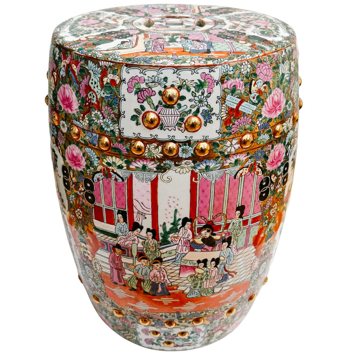 Vintage Chinese Rose Medallion Garden Stool