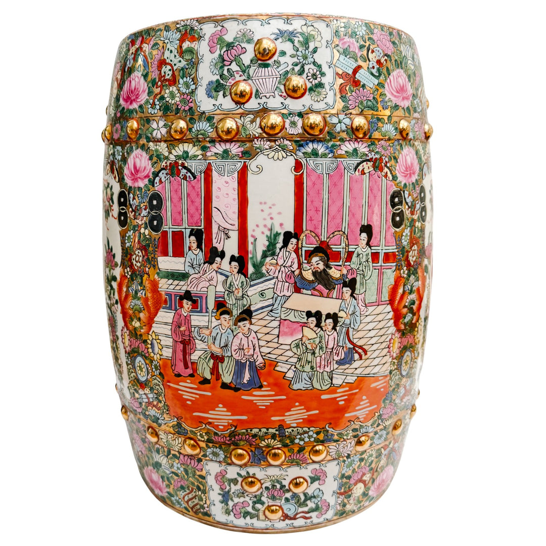 Vintage Chinese Rose Medallion Garden Stool