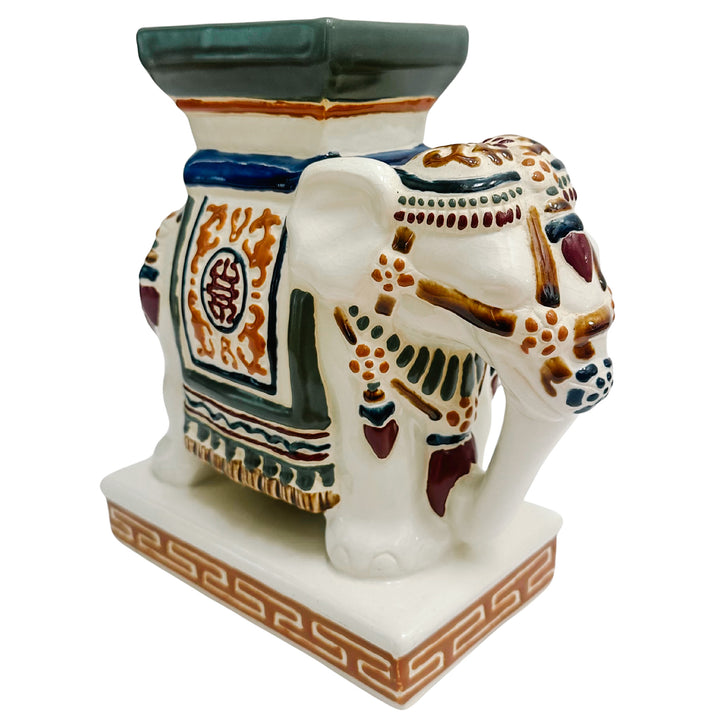 Vintage Chinoiserie Ceramic Elephants Bookends