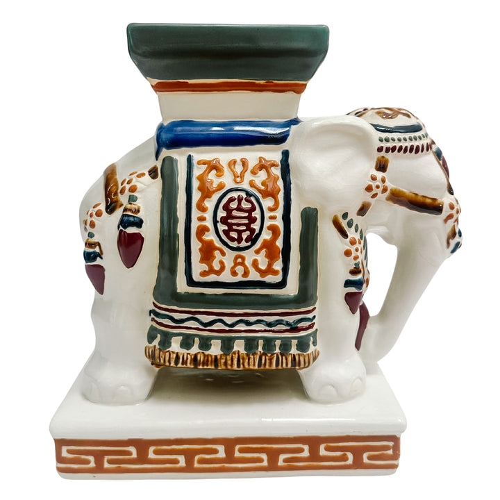 Vintage Chinoiserie Ceramic Elephants Bookends