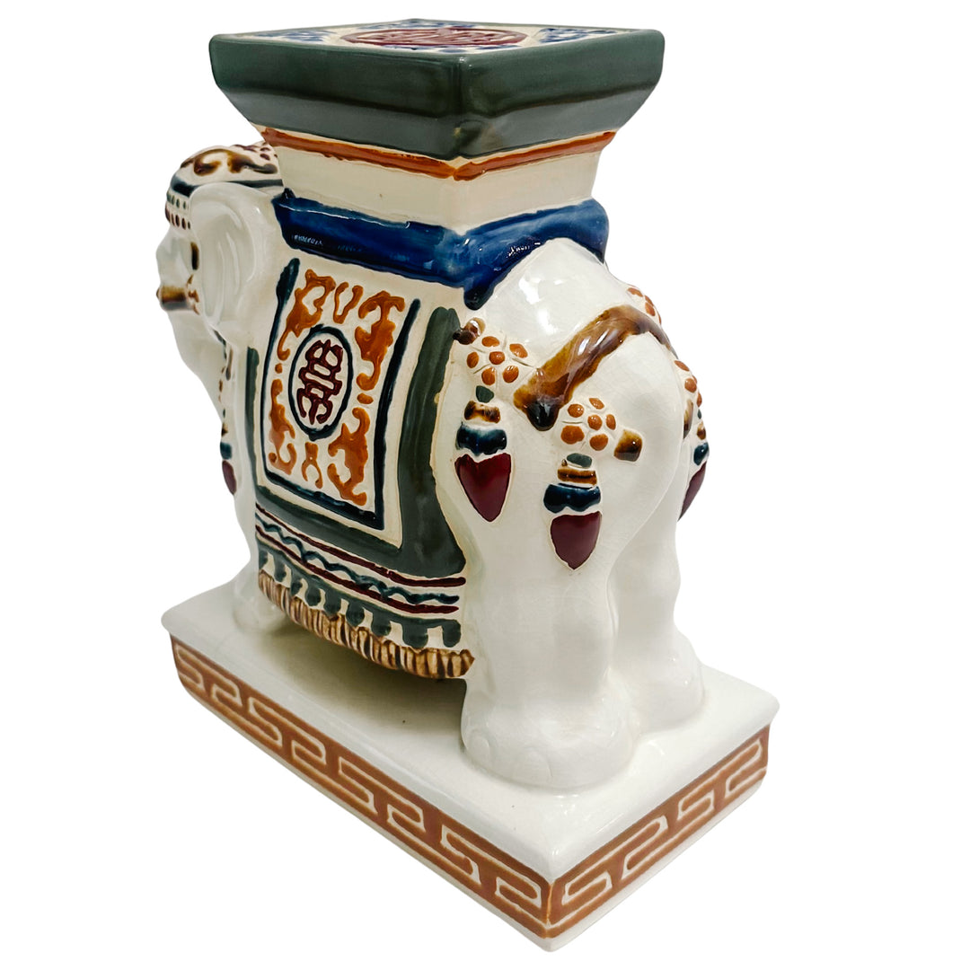 Vintage Chinoiserie Ceramic Elephants Bookends