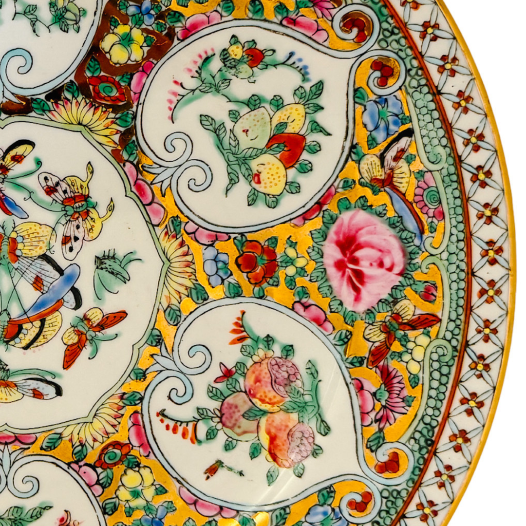 Vintage Famille Rose Canton Porcelain Plate