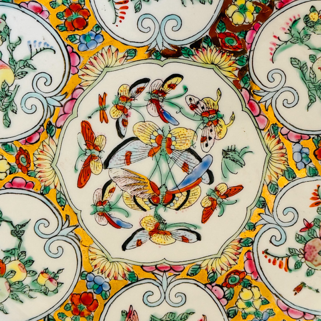Vintage Famille Rose Canton Porcelain Plate