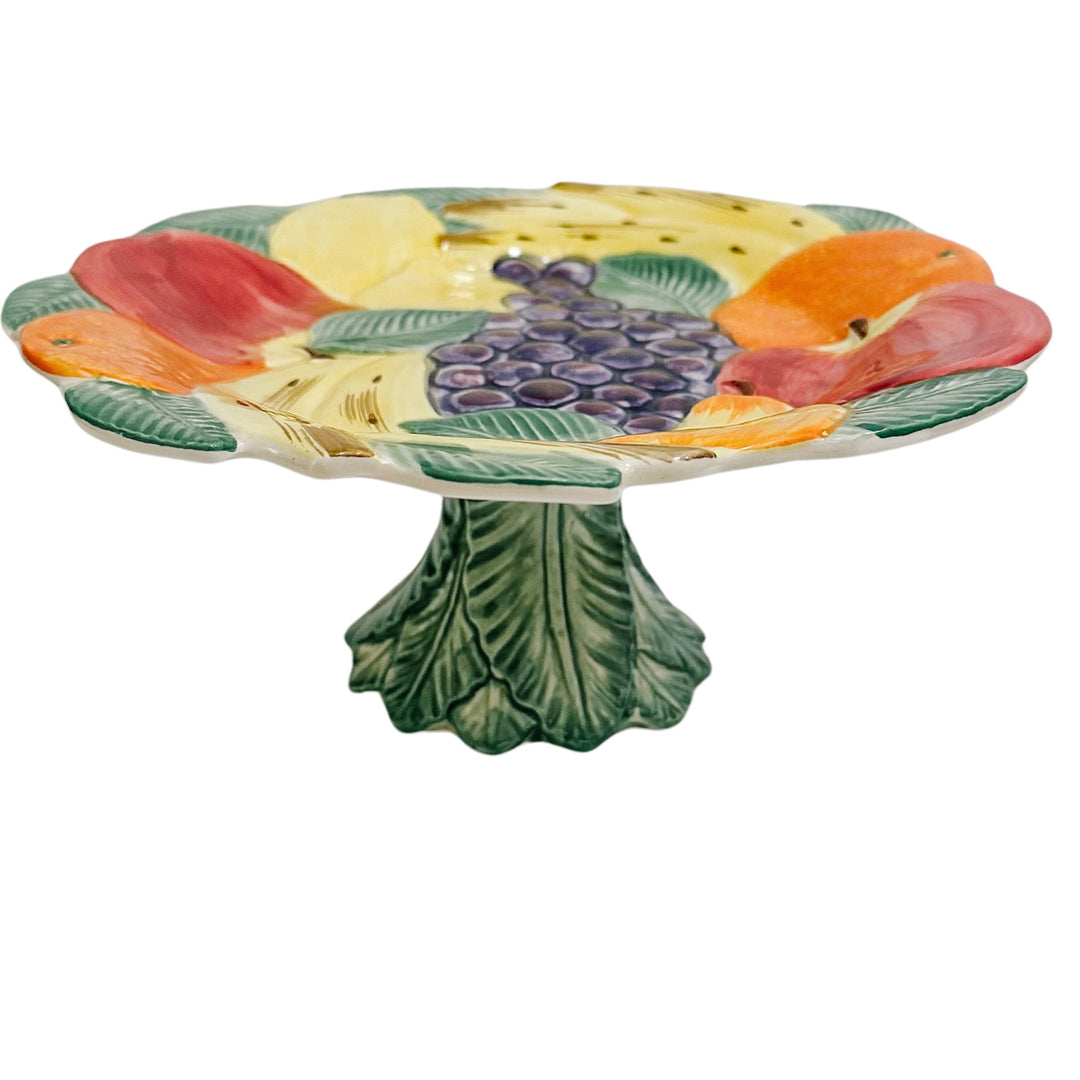 Vintage Fitz and Floyd Embossed Fruit Cake Stand Pedestal (6)