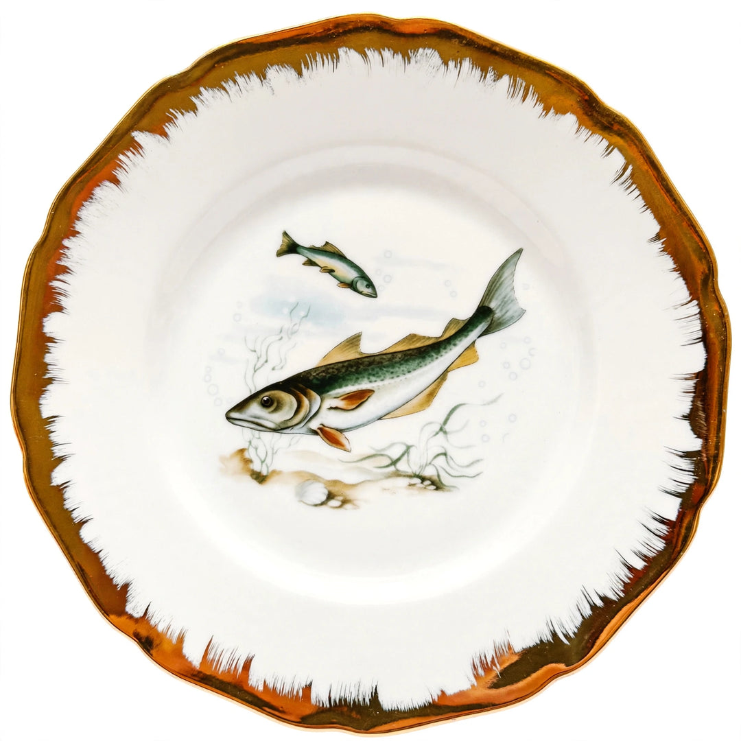 Vintage German Porcelain Fish Service Set – 6 Dinner Plates & Large Platter by Hutschenreuther Hohenberg (5)
