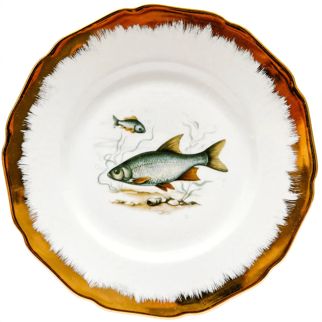 Vintage German Porcelain Fish Service Set – 6 Dinner Plates & Large Platter by Hutschenreuther Hohenberg (5)