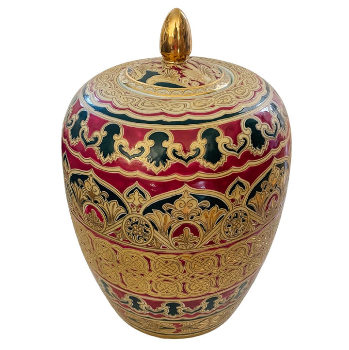 Vintage Gold & Burgundy Melon Jar