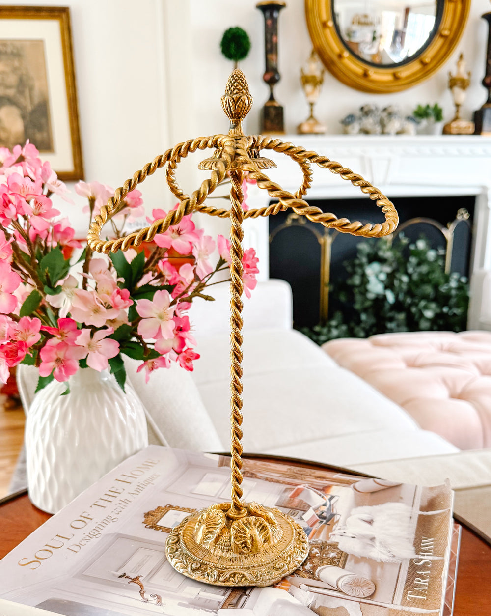 Vintage Gold Gilt Three Ring Metal Hand Towel Holder