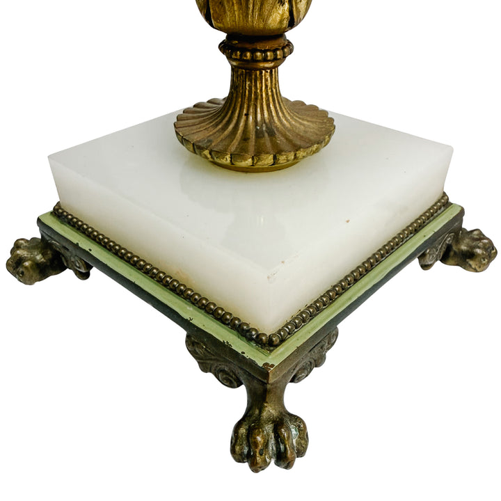 Pair of Hollywood Regency Porcelain Flower Table Lamps With Alabaster Bases by Almco