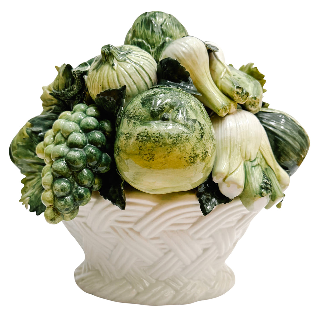 Vintage Italian Ceramic Fruit & Vegetable Basket Topiary