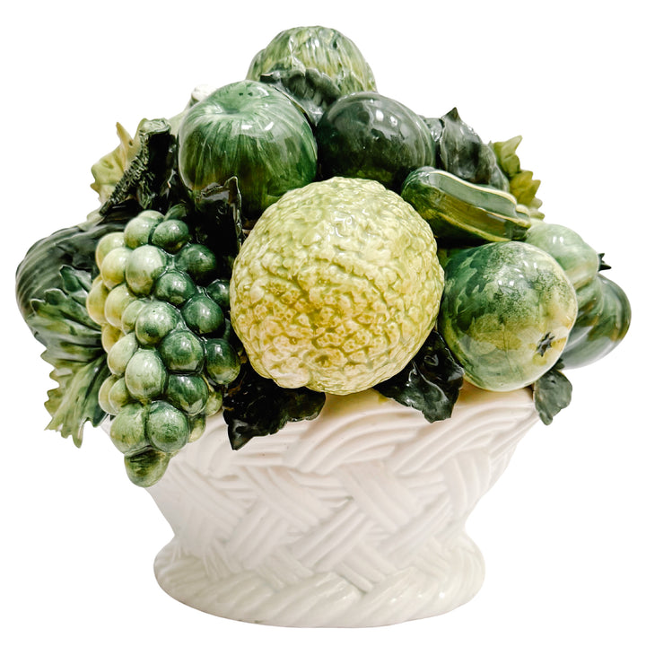 Vintage Italian Ceramic Fruit & Vegetable Basket Topiary