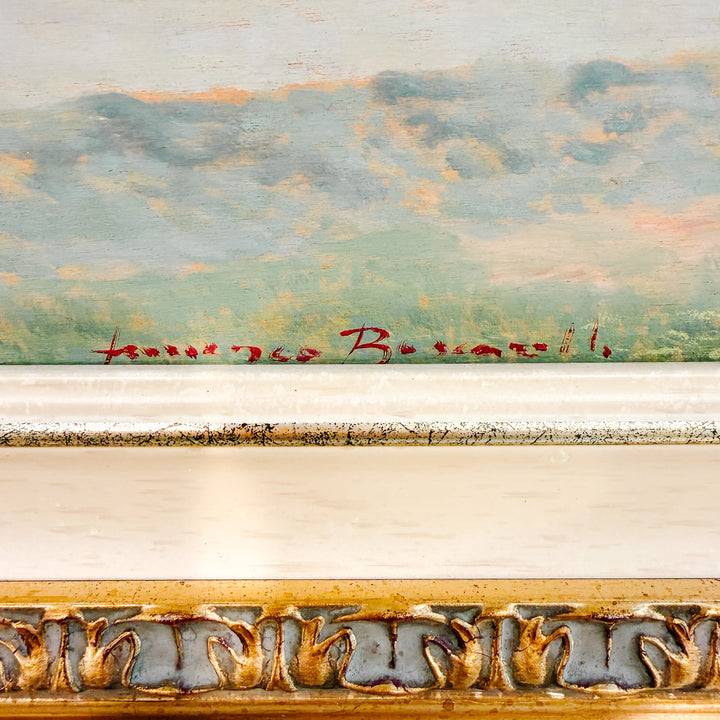 Large Vintage Italian Impressionist Panoramic Tuscan Landscape Oil Painting by Francesco Rosselli
