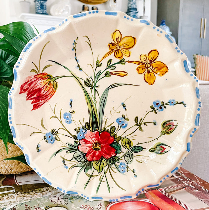 Vintage Italian Renaissance Majolica Floral Plate