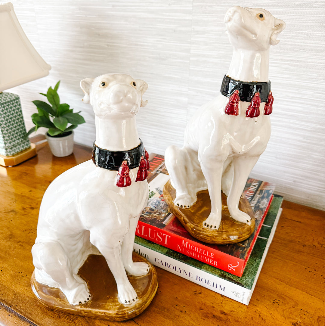 Vintage Large Hollywood Regency Style Pottery Whippets