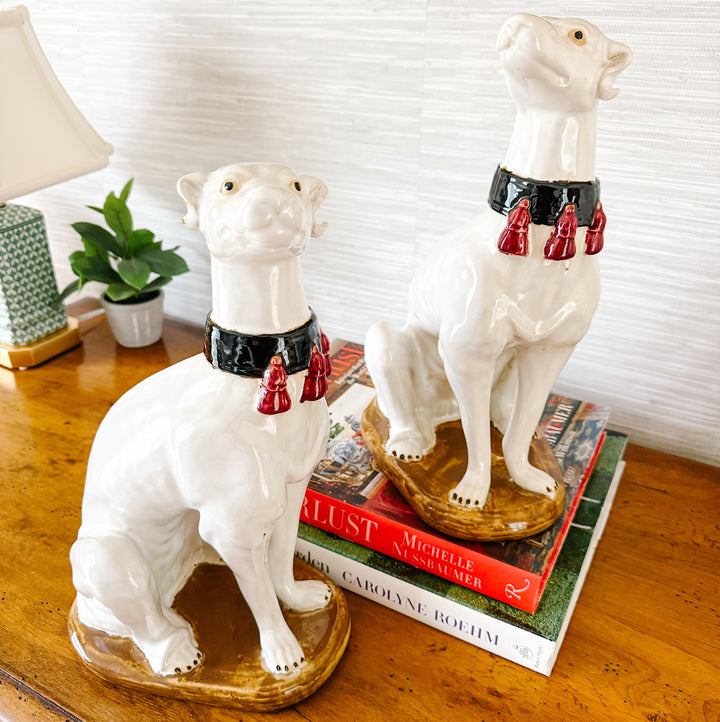 Vintage Large Hollywood Regency Style Pottery Whippets