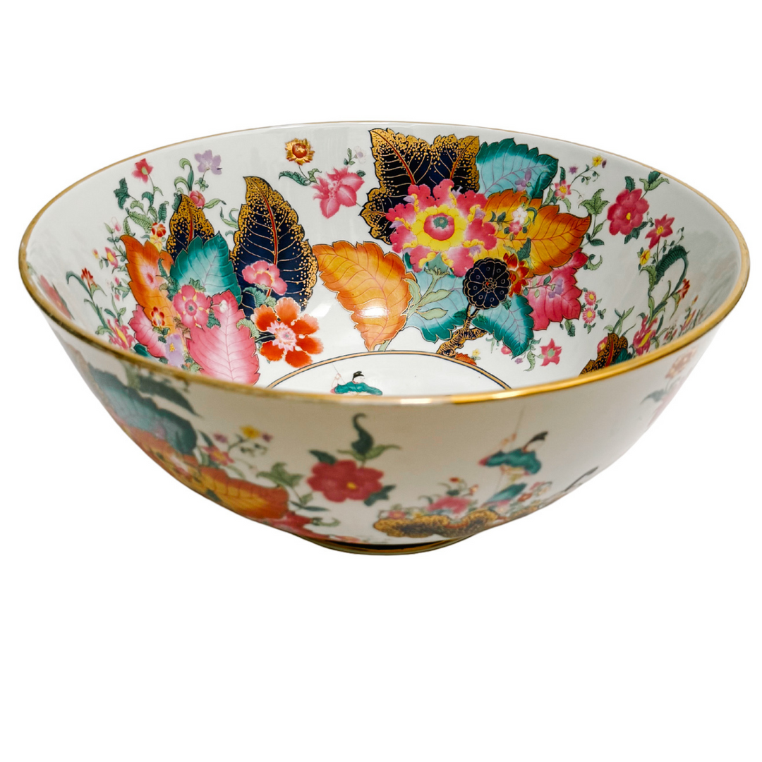 Vintage Large Tobacco Leaf Decorative Punch Bowl