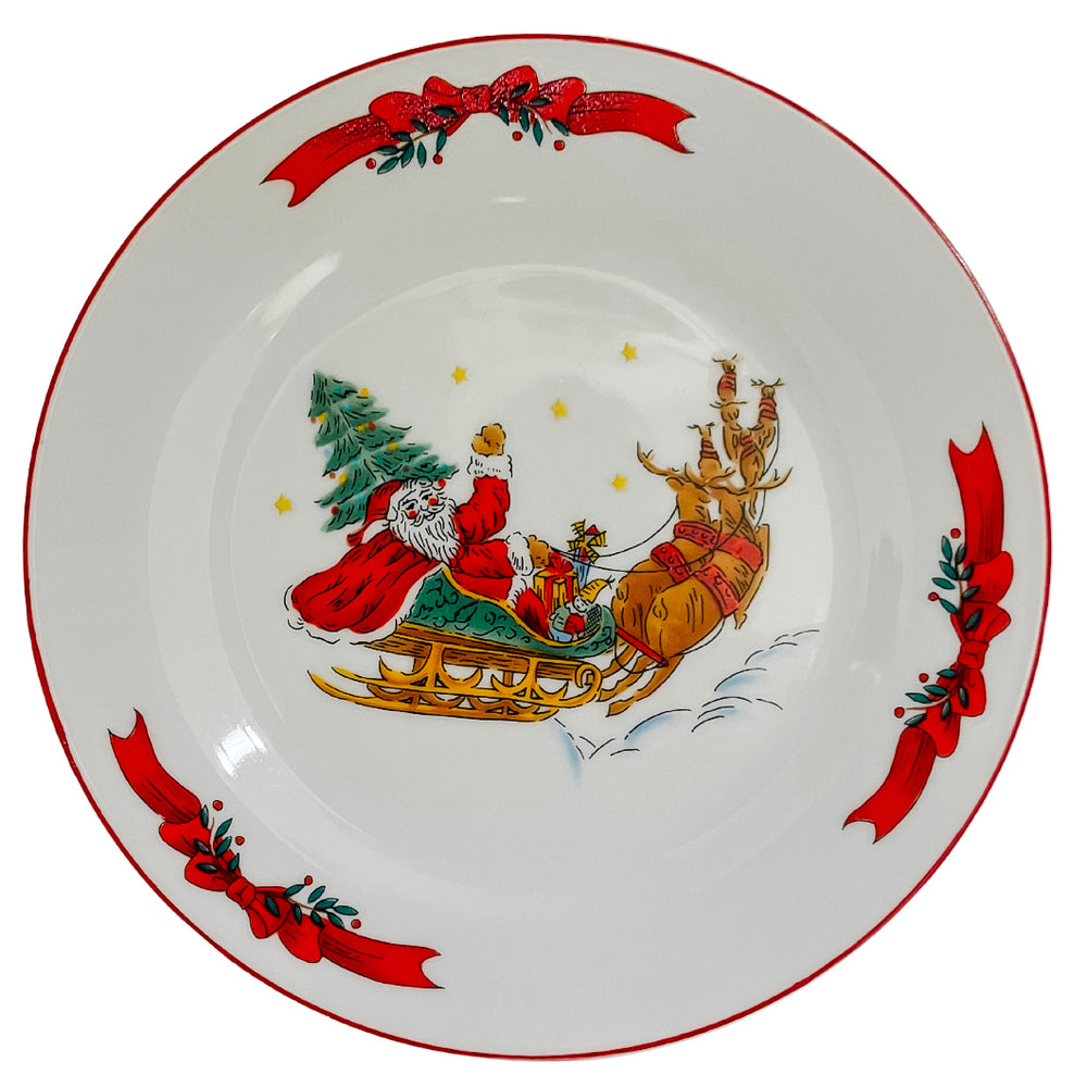 Vintage Macy's Santa  Sleigh Salad Plates, Set of 6