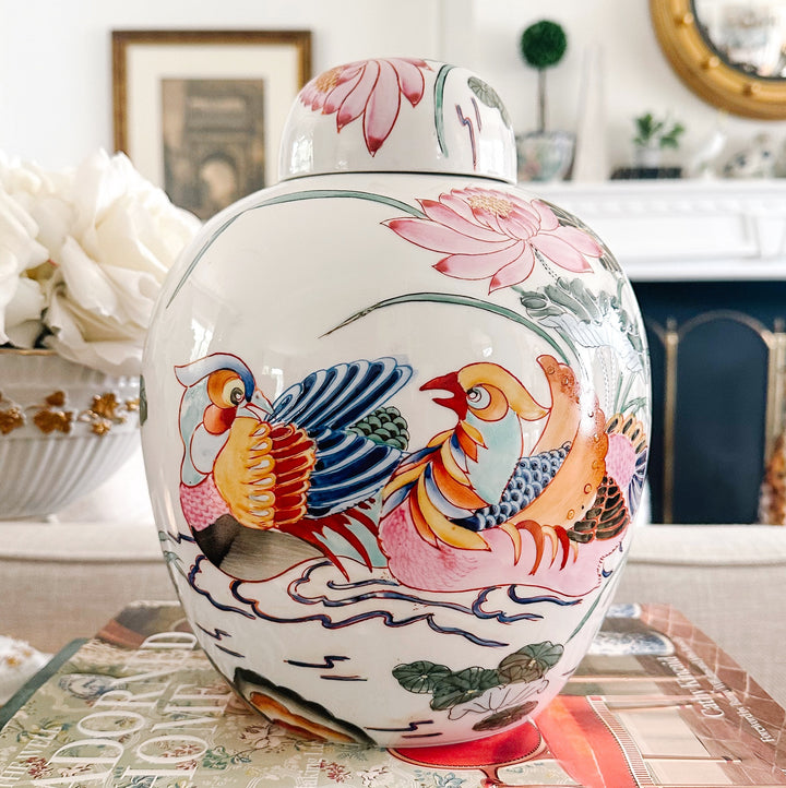 Vintage Mandarin Ducks Ginger Jar