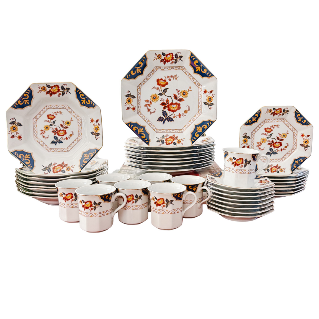 Vintage Mikasa Far East Imari Octagonal Dinnerware Set for 8