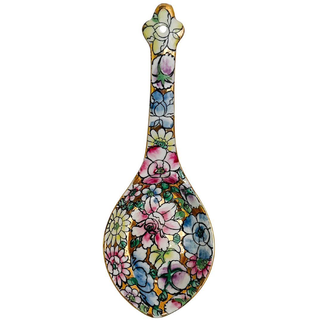 Vintage Millefleur Gold Mirrored Spoon Rest