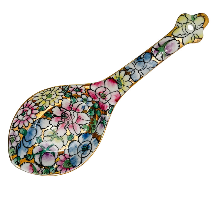 Vintage Millefleur Gold Mirrored Spoon Rest
