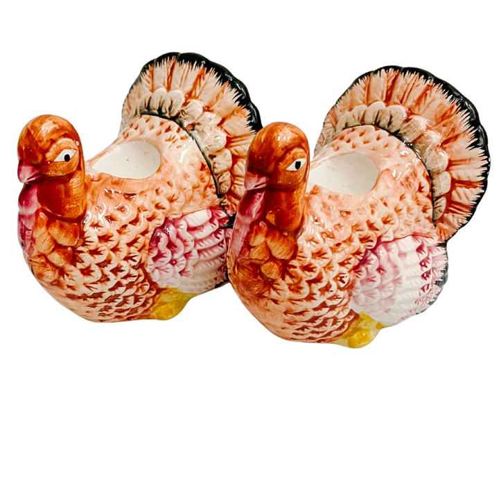 Vintage Pair Of Turkey Candlestick Holders